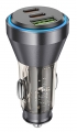 зарядка для телефона в машину Hoco NZ12D Lucky PD60W(2C1A) car charger transparent black
