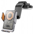 держатель для телефона с беспроводной зарядкой Qi Hoco HW8 Transparent Discovery Edition wireless fast charging holder metal gray