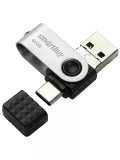 USB флешка с microUSB и type C SmartBuy TRIO 3-in-1 OTG 3.0 64GB black