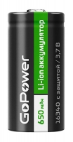 литиевый аккумулятор GoPower Li-ion 16340 3.7V 650mAh с защитой литиевый аккумулятор GoPower Li-ion 16340 3.7V 650mAh с защитой