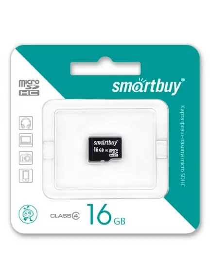 карта памяти SmartBuy 16Gb microSDHC Class 4 без адаптера