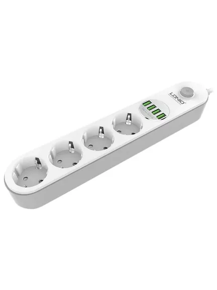 универсальный сетевой фильтр LDNIO SE4432 4USB*4 розетки 2м