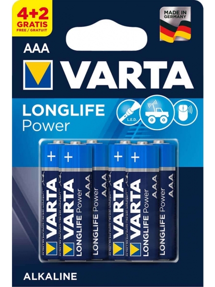 батарейки (6 шт.) Varta LR03/AAA LONGLIFE Power-4+2BL
