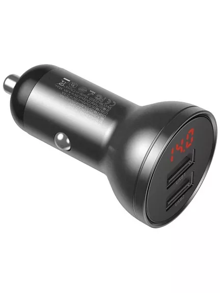 автомобильная зарядка в прикуриватель с дисплеем Baseus Digital Display Dual USB 4.8A Car Charger 24W