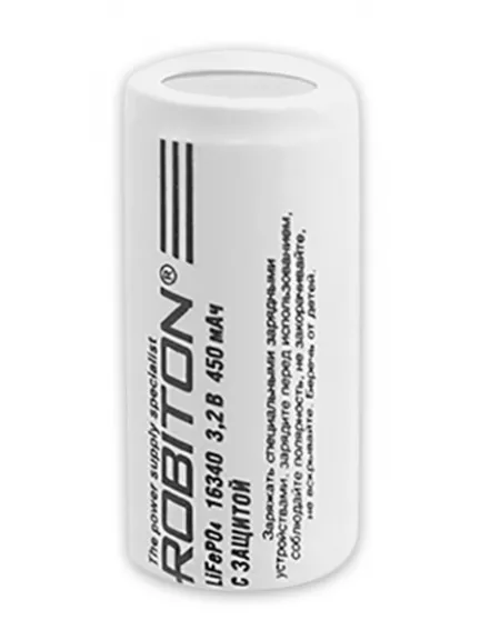 литиевый аккумулятор 3.2v Robiton LiFe16340 450mAh защищённый