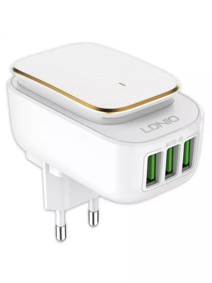зарядное устройство с ночником LDNIO A3305 Touch LED lamp and 3 USB charger