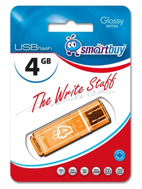 флешка USB SmartBuy Glossy series 4Gb orange