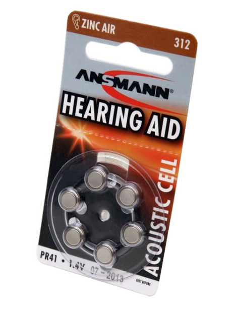 батарейки для слуховых аппаратов Ansmann ZA312/PR41-6BL 