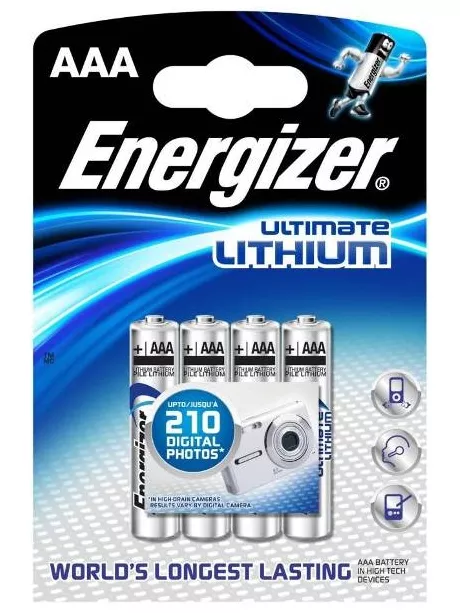 батарейки Energizer LR03/L92/AAA Lithium-4BL 