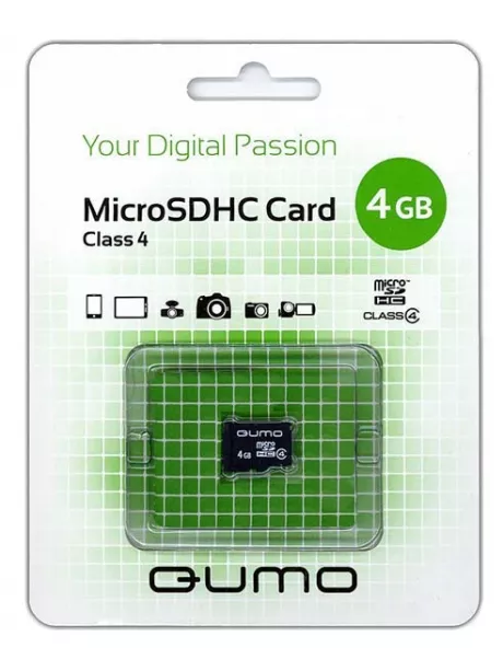 карта памяти QUMO 4Gb microSDHC Class 4 без адаптера 