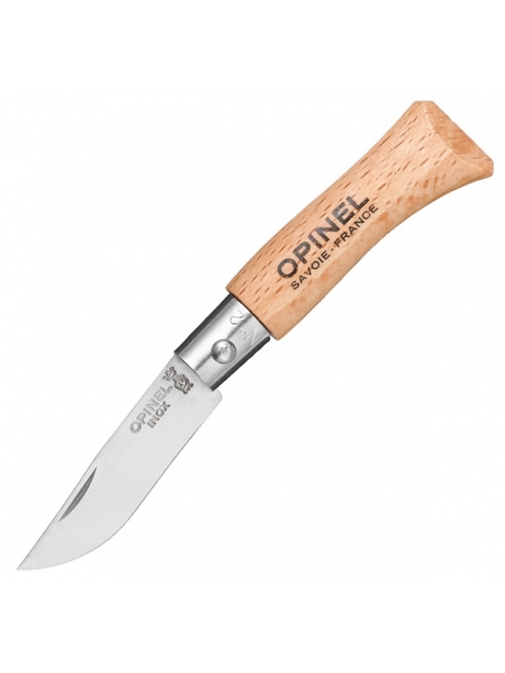 складной нож-брелок Opinel №02 Stainless Steel бук