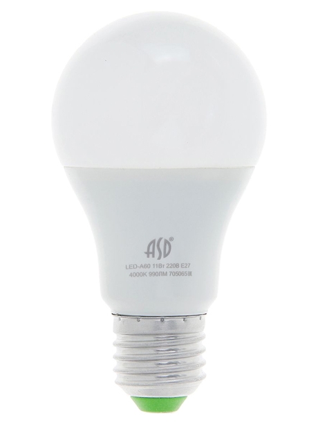 светодиодная лампа ASD LED-A60-standard 11Вт 160-260В Е27 4000К 