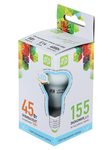 светодиодная лампа ASD LED-R50-standard 5Вт 160-260В Е14 4000К 