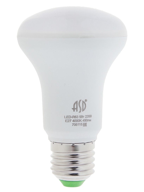 светодиодная лампа ASD LED-R63-standard 5Вт 160-260В Е27 4000К 