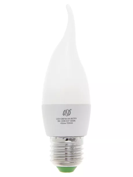 светодиодная лампа ASD LED-СВЕЧА НА ВЕТРУ-standard 5Вт Е27 3000К 