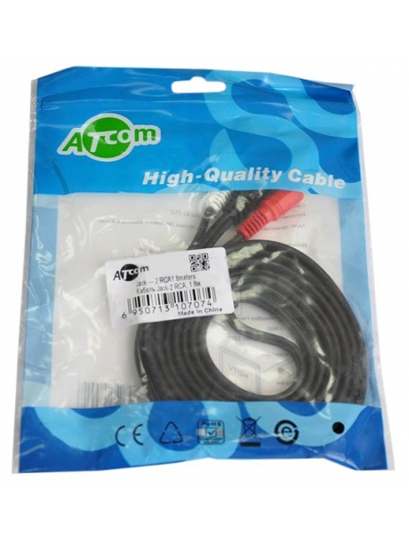 переходник ATcom 1.8 m jack3.5(m)->2RCA(m) 