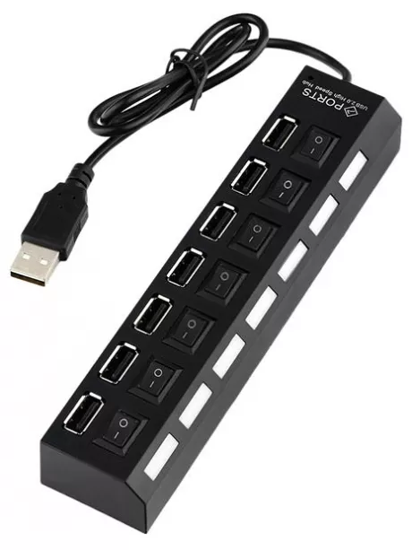 концентратор USB 2.0 на 7 портов Gembird UHB-U2P7-02 черный