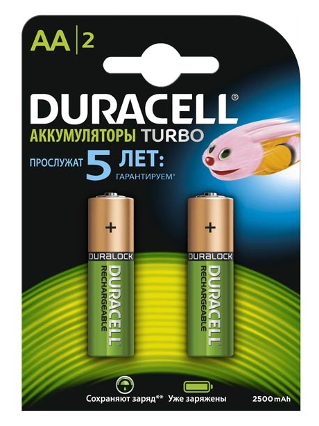 аккумулятор АА Duracell 2500 mAh HR6/AA-2BL 