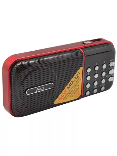 портативный радиоприемник с аккумулятором MAX МR-321 черный/красный