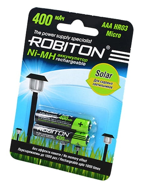 аккумулятор для садового светильника Robiton 400 mAh Solar R03/AAA-2BL 