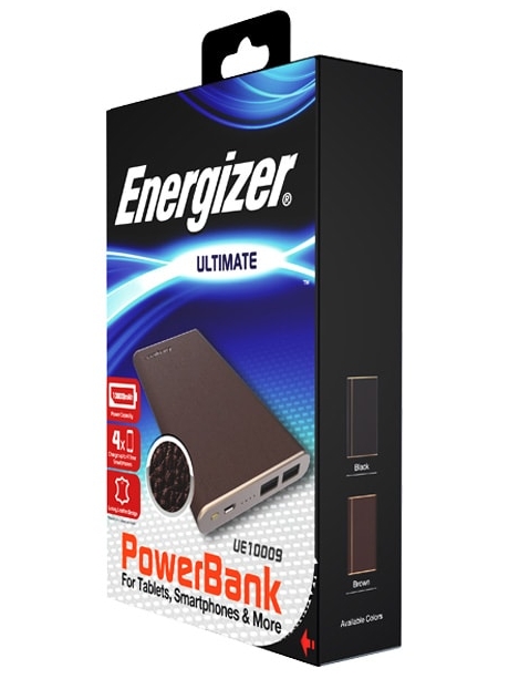 внешний аккумулятор Energizer Power Bank UE10009 10000 mAh Leather dark brown