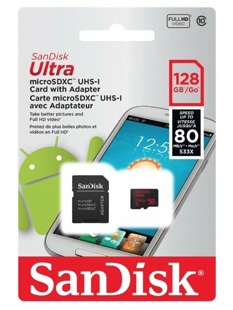 карта памяти SanDisk 128Gb microSDXC Class 10 Ultra 80MB/s Android 