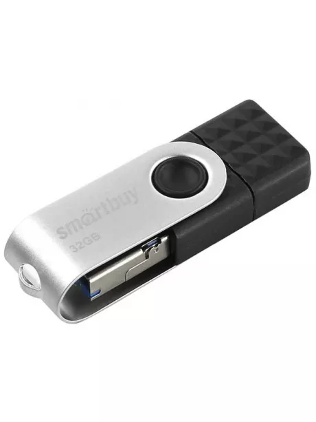 USB флешка с microUSB и type C SmartBuy TRIO 3-in-1 OTG 3.0 32GB black