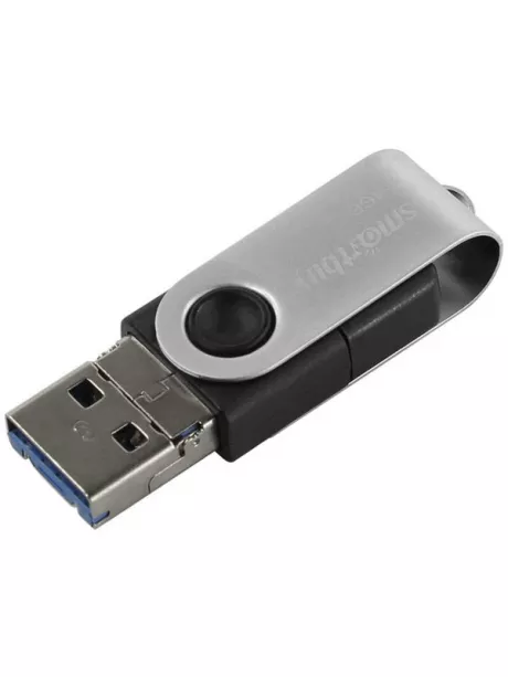 USB флешка с microUSB и type C SmartBuy TRIO 3-in-1 OTG 3.0 64GB black