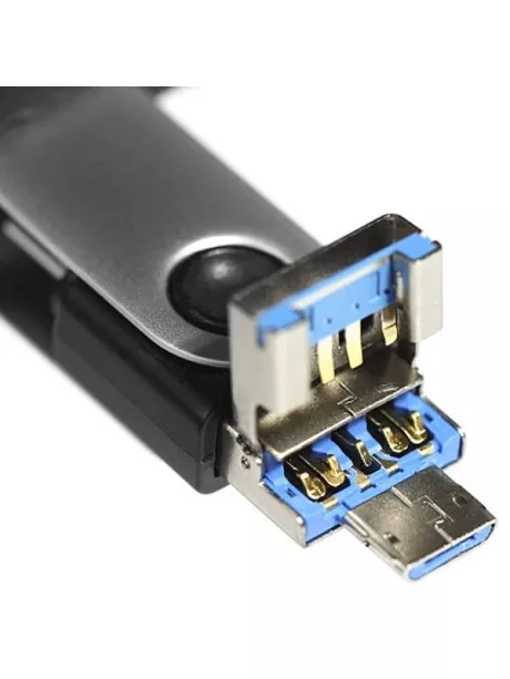 USB флешка с microUSB и type C SmartBuy TRIO 3-in-1 OTG 3.0 64GB black