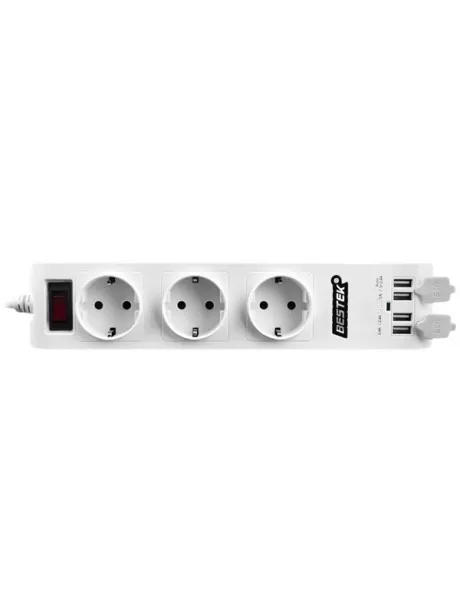 сетевой фильтр с USB портами Bestek EU power strip MRJ3600HU white