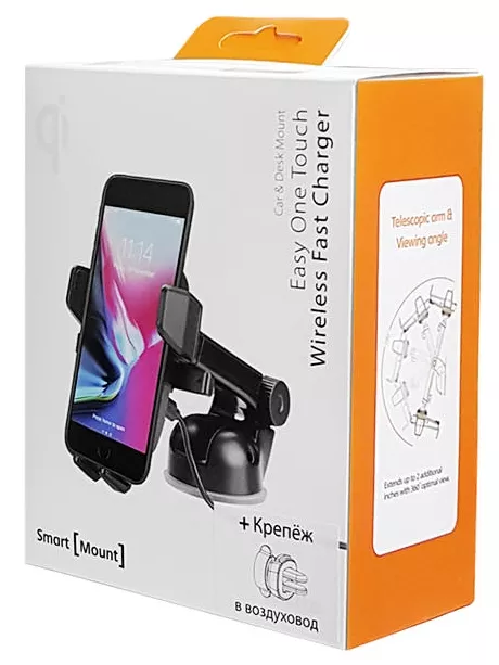 автомобильный держатель с беспроводной зарядкой Onetto Easy One Touch Wireless black