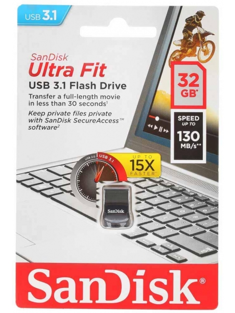 флешка USB 3.1 SanDisk CZ430 Ultra Fit 32GB 3.1 black
