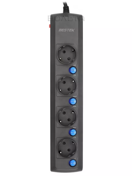 сетевой фильтр на 4 розетки Bestek EU power strip MRJ4401 black