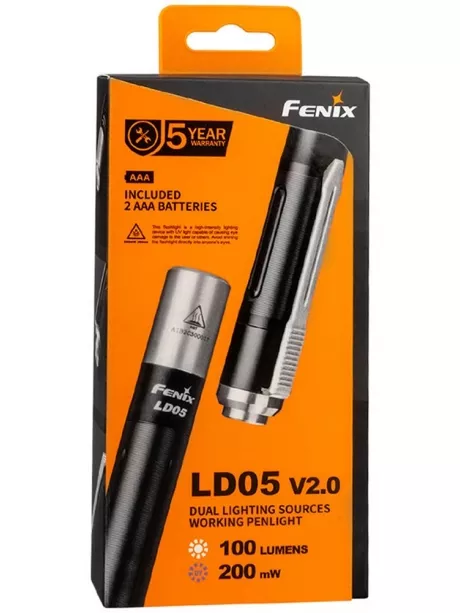 светодиодный фонарь с ультрафиолетом Fenix LD05 V2.0 black silver