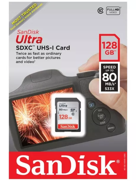 карта памяти SanDisk 128Gb SDXC Class10 Ultra UHS-I 80MB/s 