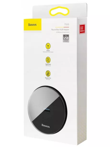 концентратор USB 3.0 Baseus round box HUB adapter black