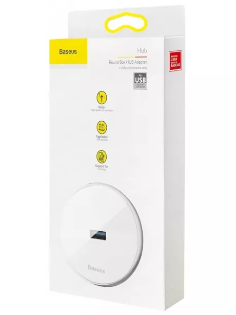 концентратор USB 3.0 Baseus round box HUB adapter white