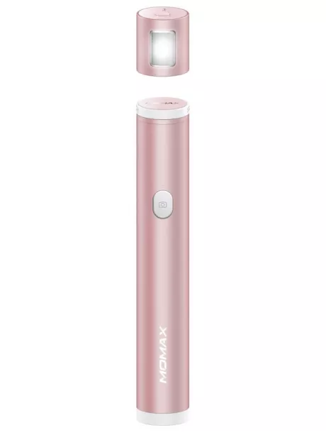 монопод для селфи с дополнительным светом Momax Selfie Light Selfie Stick with Bluetooth and LED Fill KM12 pink