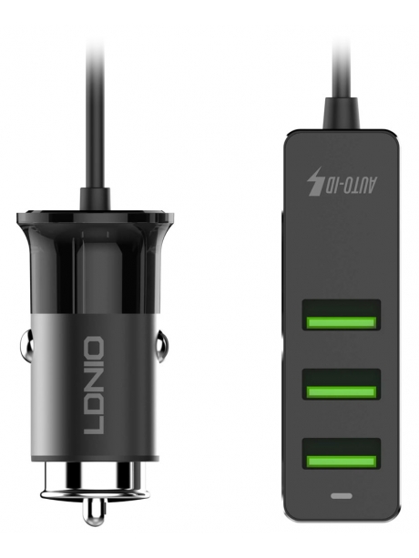 автомобильное зарядное устройство LDNIO АЗУ C61 3USB*3.4A QC3.0 black