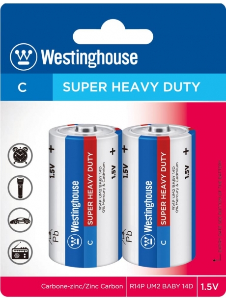 батарейки (2 шт.) Westinghouse R14/C Super Heavy Duty-BP2 