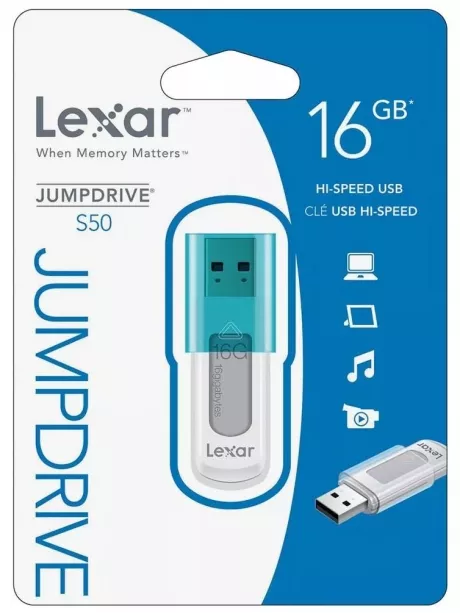 флешка USB Lexar JumpDrive S50 16GB white blue