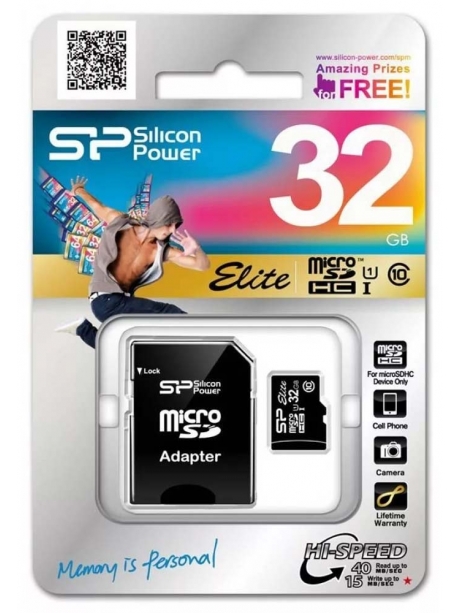 карта памяти Silicon Power 32Gb microSDHC Class 10 Elite UHS-I R/W 85/15 MB/s 