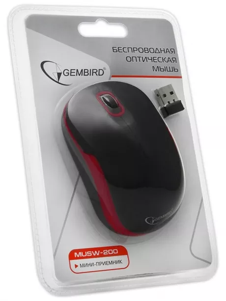 беспроводная мышь Gembird MUSW-200 black/red