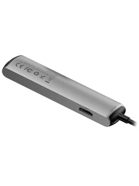 многопортовый адаптер для ноутбука Baseus Six-in-one smart HUB docstation grey