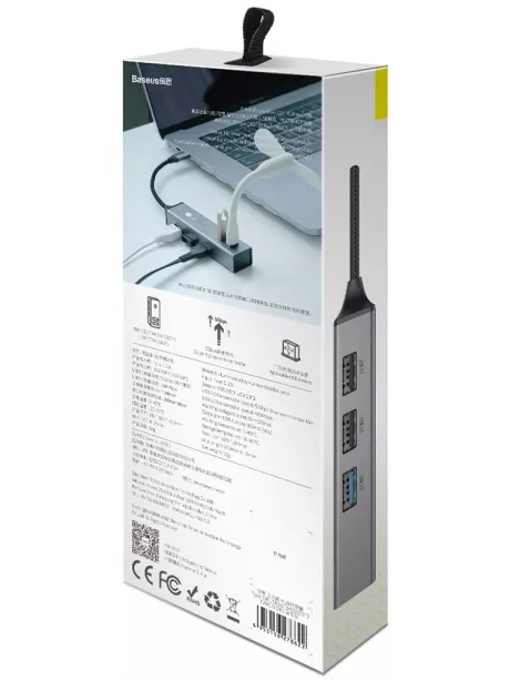 USB концентратор 3.0 Baseus Cube Type-C to USB3.0*3+USB2.0*2 HUB Adapter dark gray