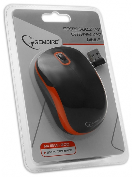 беспроводная мышь Gembird MUSW-200 black/orange