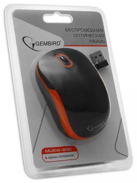 беспроводная мышь Gembird MUSW-200 black/orange