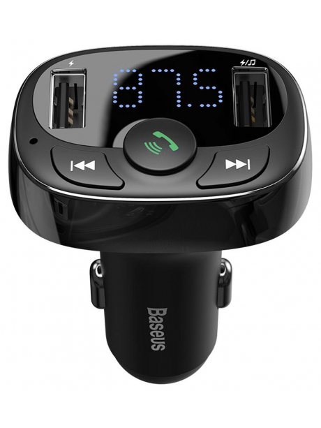зарядное устройство с Bluetooth FM трансмиттером Baseus T typed S-09A Bluetooth MP3 car charger Standard edition black