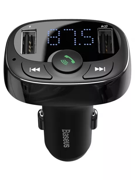 зарядное устройство с Bluetooth FM трансмиттером Baseus T typed S-09A Bluetooth MP3 car charger Standard edition black