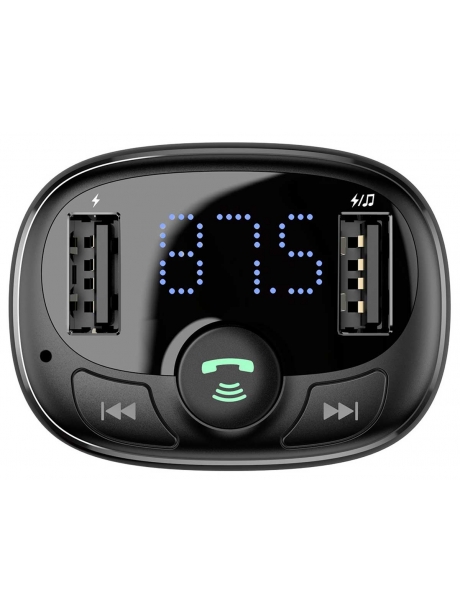 зарядное устройство с Bluetooth FM трансмиттером Baseus T typed S-09A Bluetooth MP3 car charger Standard edition black